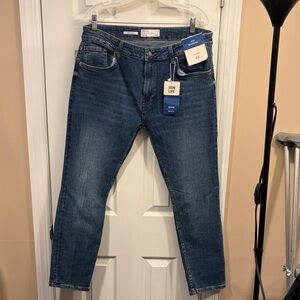 Bershka Men's Dark Blue Slim Jeans